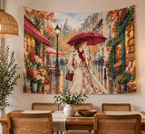 Wall Tasperty Rainy Autumn Stroll in Paris – wall tapestry design detail – ECADRA