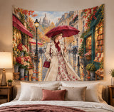 Wall Tasperty Rainy Autumn Stroll in Paris – wall tapestry, another view – ECADRA
