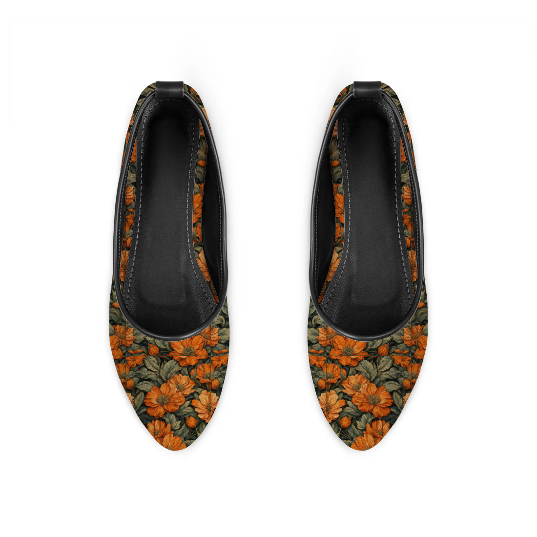 Tangarine Petals Flat Shoes – فلات حريمي برسمة ورد – ECADRA