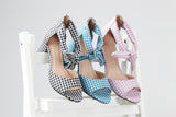 Spotted Purple Chunky Heeled