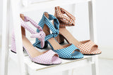 Spotted Blue Chunky Heeled
