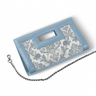 Blue City Sleek Clutch Dusty Blue Damask Floral Pattern