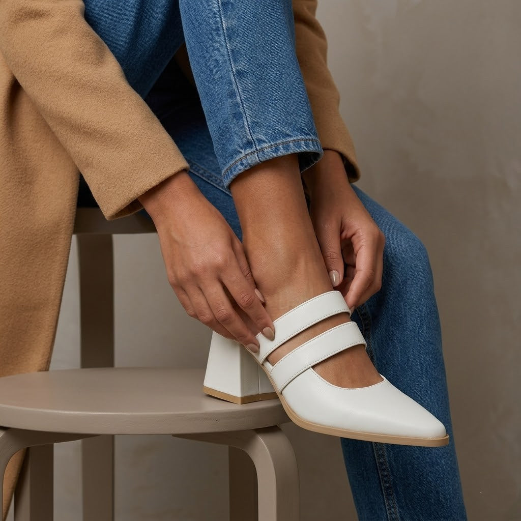 White Double Strap Mules – Step Into Your Power