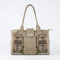 Beige Double Handle Large Bag Classic Townhouse Architectural Aesthetic