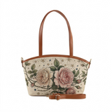 Wide Tote Bag Vintage Enchanted Garden with Celestial Star