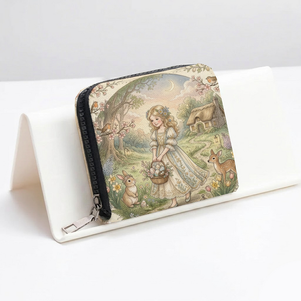 Mini Wallet Whimsical Cottagecore Easter Bunny Garden - 1