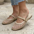 Beige Trellis Mule