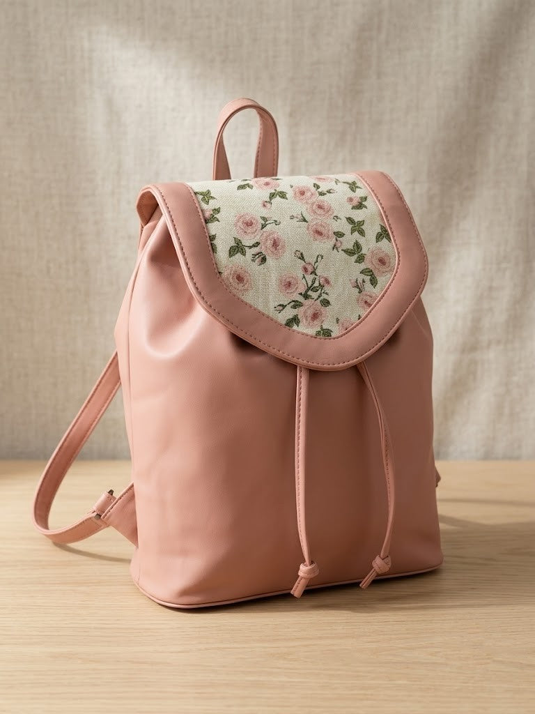 Rose City Serenade Backpack Vintage Pink Rose Shabby Chic Floral Seamless Pattern
