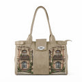 Beige Double Handle Large Bag Classic Townhouse Architectural Aesthetic