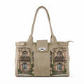 Beige Double Handle Large Bag Classic Townhouse Architectural Aesthetic