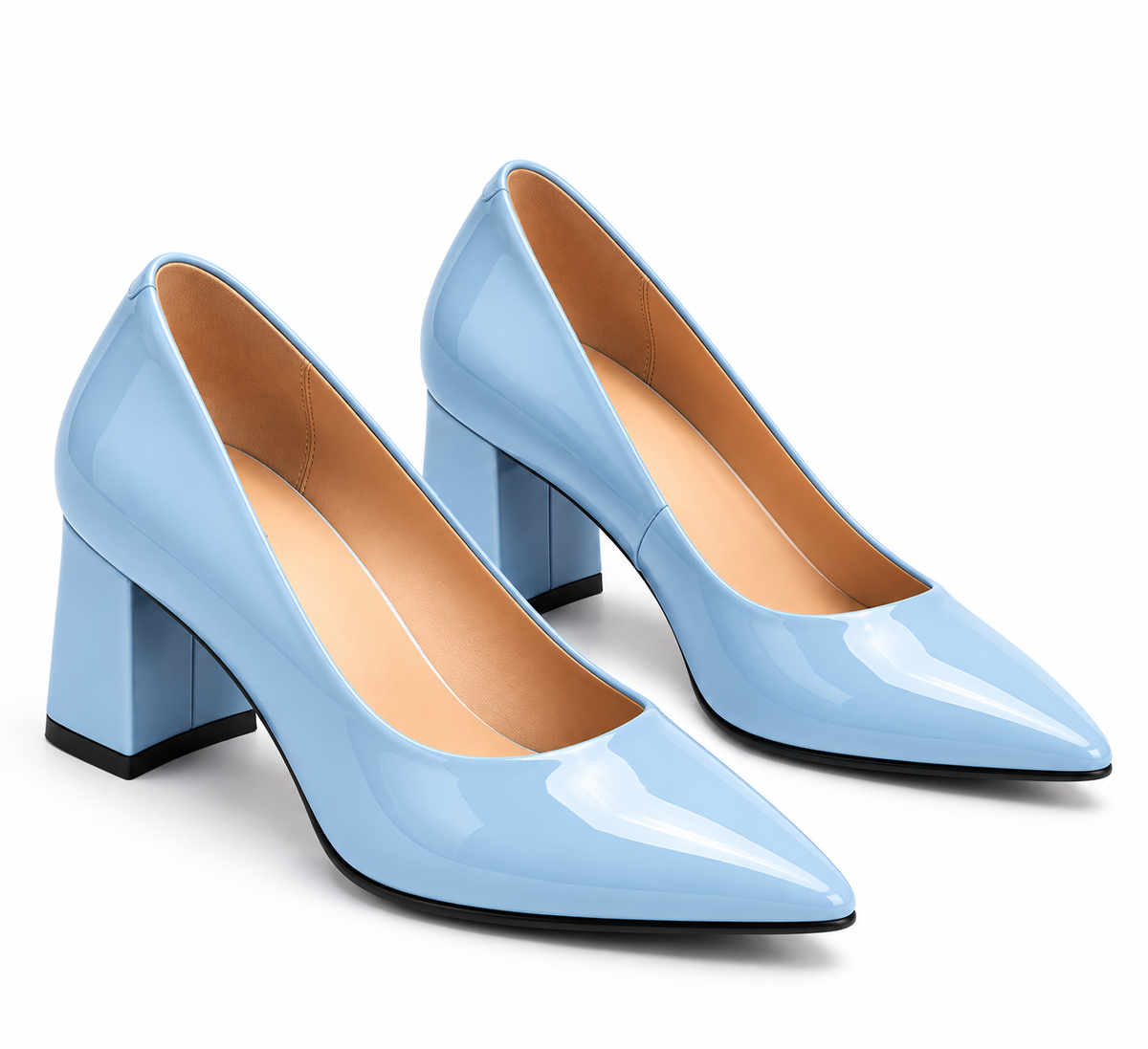Baby Blue Patent Leather Heel Pump