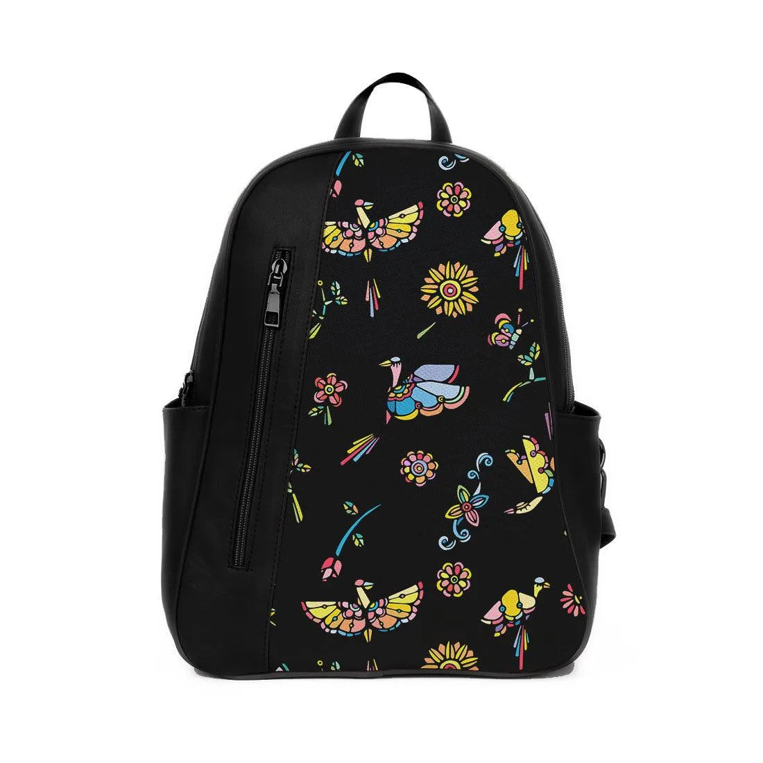 Black Mixed Backpack Flowers and birds
