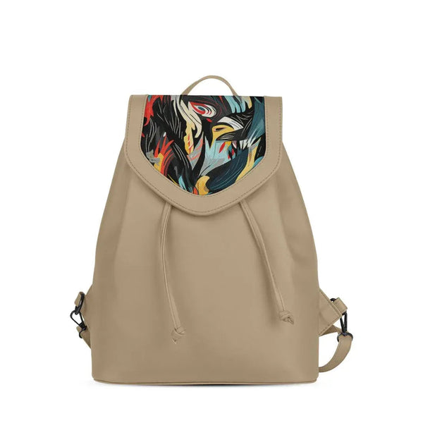 Beige City Serenade Backpack Abstract Avian Mosaic - CANVAEGYPT