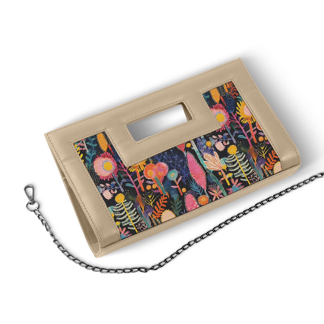 Beige City Sleek Clutch Midnight Floralscape - 1