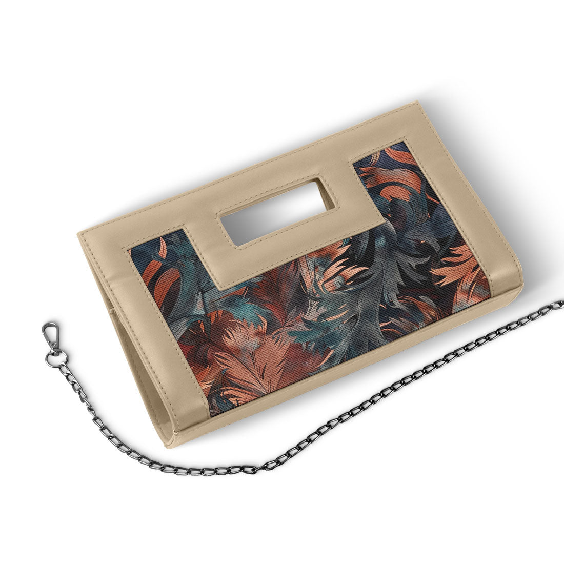 Beige City Sleek Clutch Watercolor Art - 1