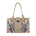 Beige Double Handle Large Bag Floral Skins