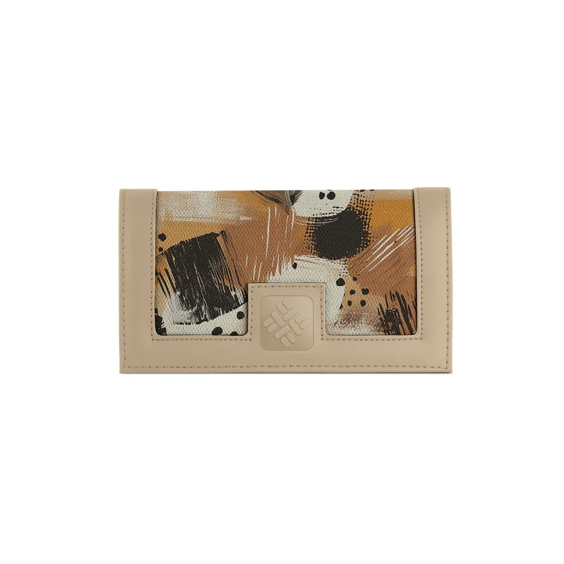 Beige Sleek Elegance Fold Wallet with Bold Abstract Brushstrokes - 2