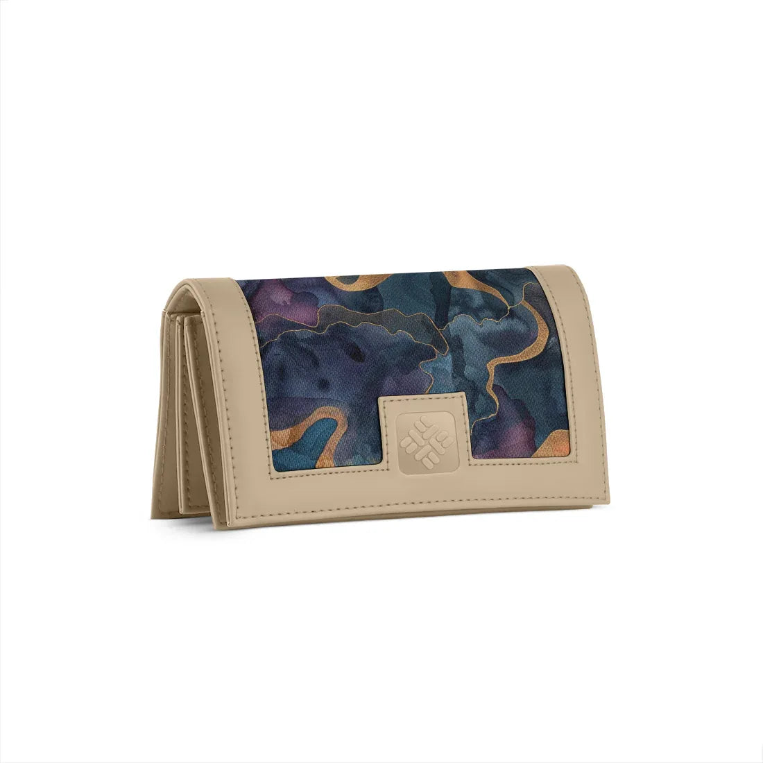 Beige Sleek Elegance Fold Wallet with Ethereal Watercolor Waves - 1