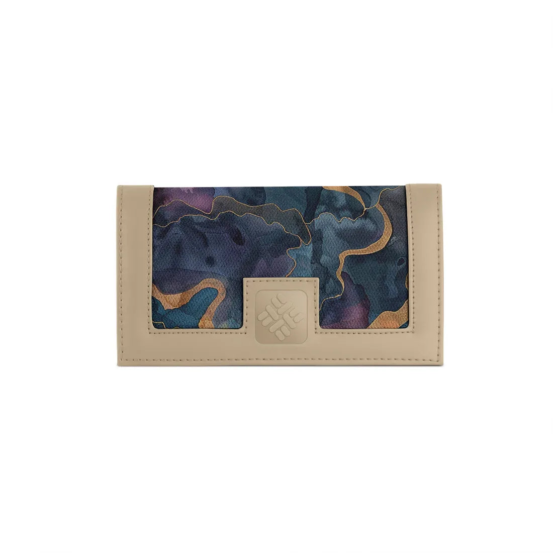 Beige Sleek Elegance Fold Wallet with Ethereal Watercolor Waves - 2