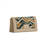Beige Sleek Elegance Fold Wallet with Swirling Botanical Blooms - 1