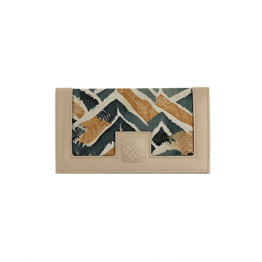 Beige Sleek Elegance Fold Wallet with Swirling Botanical Blooms - 2