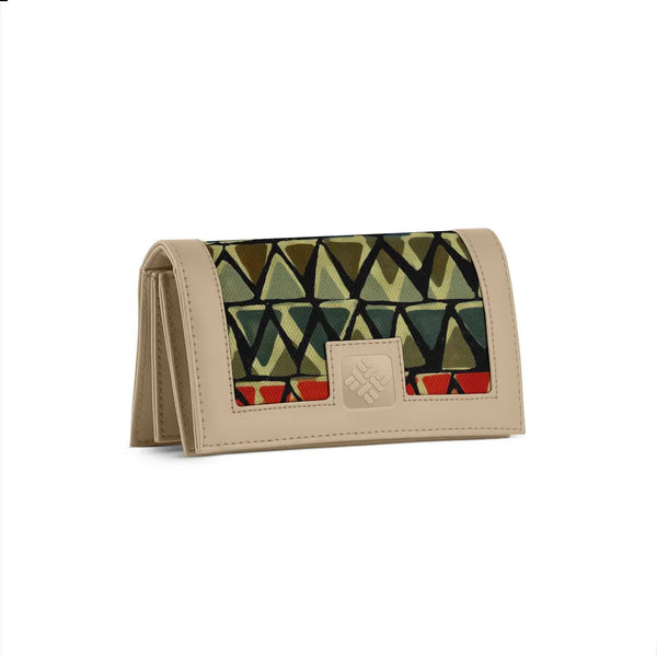 Beige Sleek Elegance Fold Wallet with Tribal Chevron Vibes - 1