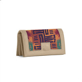 Beige Sleek Elegance Fold Wallet with Vibrant Tribal Maze Design - 1