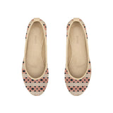 Beige Voyage Round Toe Dot – جزمة فلات حريمي، صورة تانية 2 – ECADRA