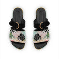 Black Buckle Slide Slipper Leaf