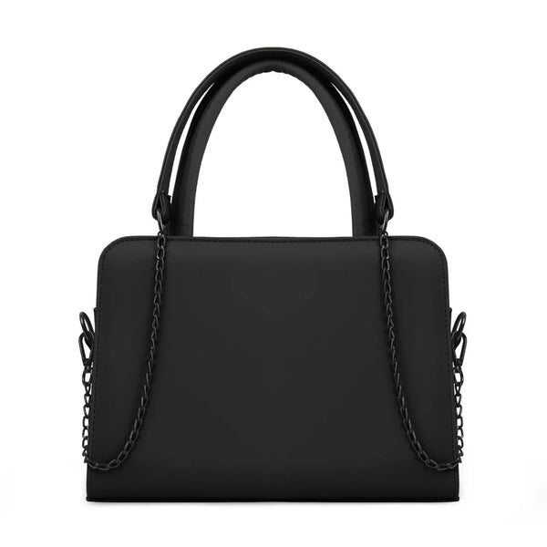 Black Chic Chain Accent Handbag - 1