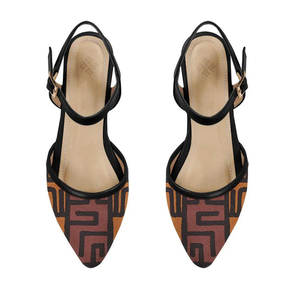 Black Closed Strap Sandal African Tribal