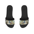 Black Drift Slides Peacock and Baroque Floral Print