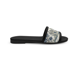 Black Drift Slides Vintage Woodland Toile Print