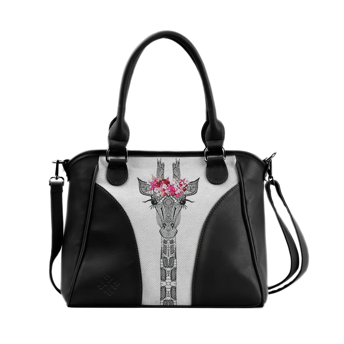 Black Ladies Handbag Giraffe Queen