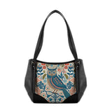 Black Leather Tote Bag owl - 1