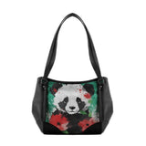 Black Leather Tote Bag palestine panda - CANVAEGYPT