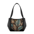 Black Leather Tote Bag leafscape