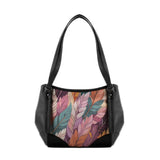 Black Leather Tote Bag  mixed leaf - CANVAEGYPT