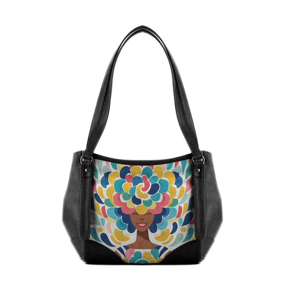 Black Leather Tote pretty lady - CANVAEGYPT
