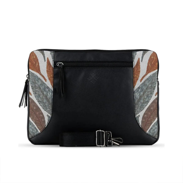 Black Mixed Laptop Sleeve Leaves