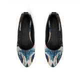 Black Round Toe Shoe Blue circle – كوتشي فلات حريمي مرسوم عليه رسمة أبستراكت – ECADRA