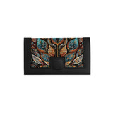 Black Sleek Elegance Fold Wallet Featuring Ornate Paisley Leaves - 2