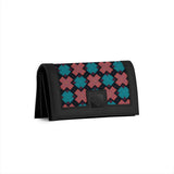 Black Sleek Elegance Fold Wallet Featuring Vibrant Star Tile Motif - 1