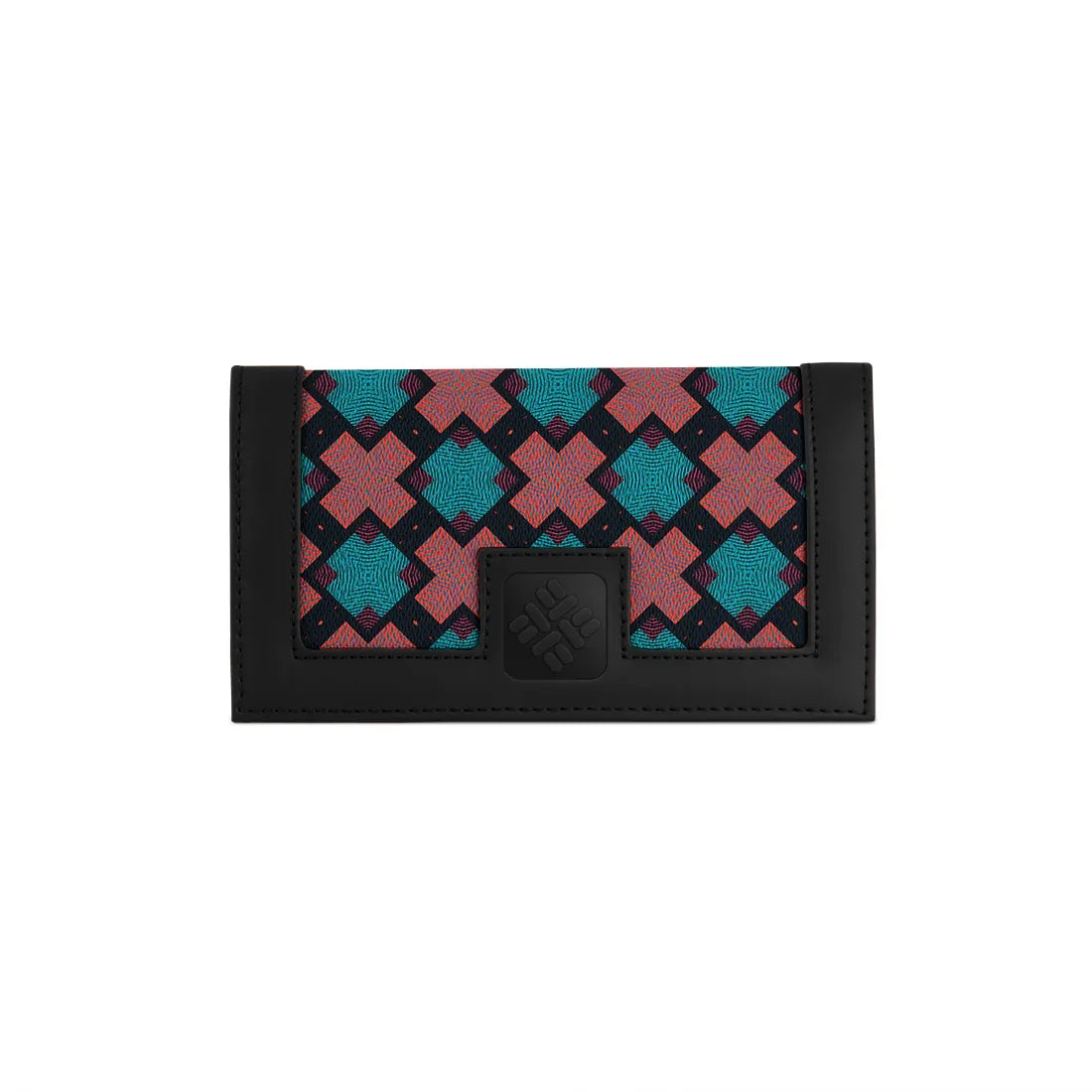 Black Sleek Elegance Fold Wallet Featuring Vibrant Star Tile Motif - 2