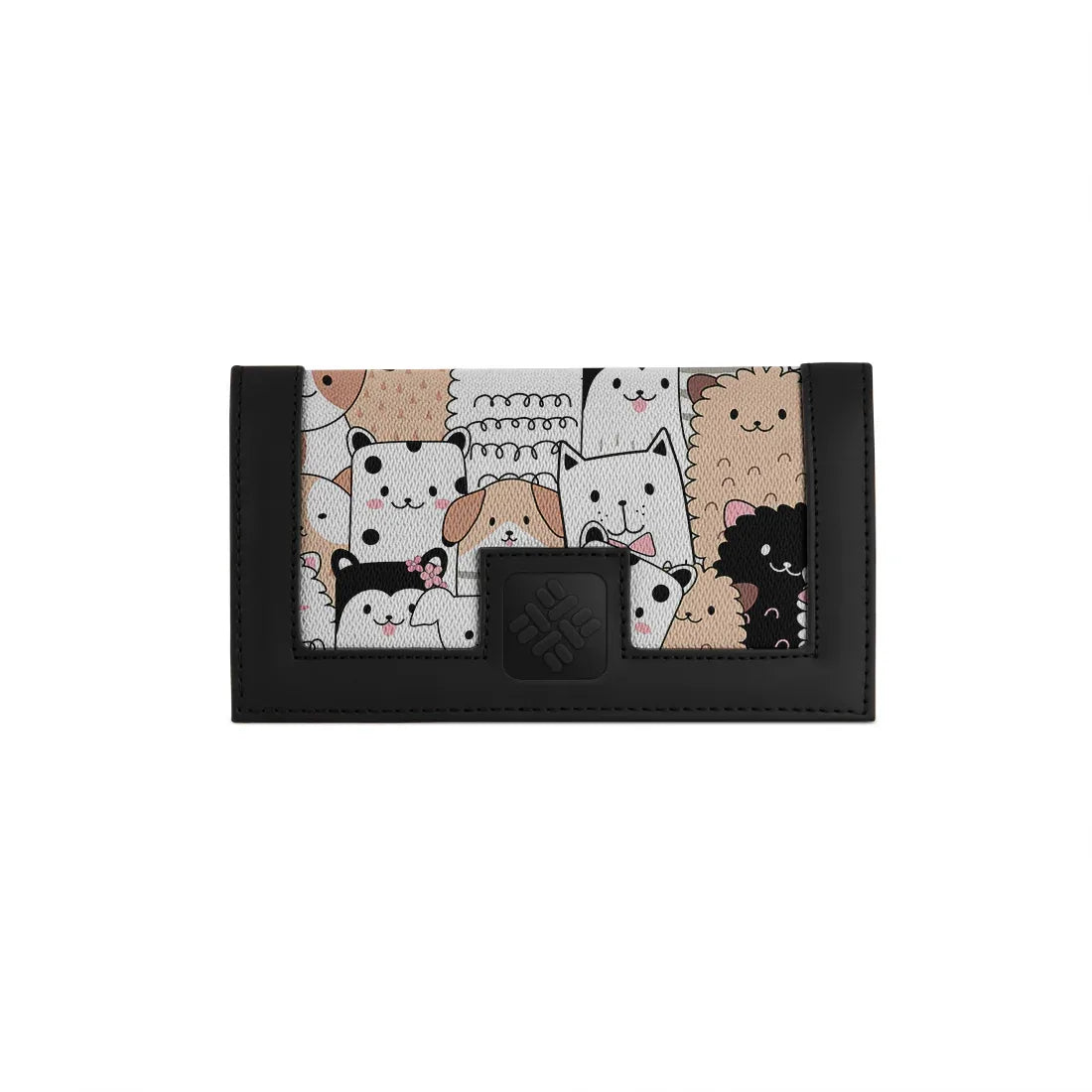 Black Sleek Elegance Fold Wallet Playful Kawaii Critter Charm - 2