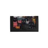 Black Sleek Elegance Fold Wallet in Playful Cat Parade Style - 2