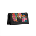 Black Sleek Elegance Fold Wallet in Whimsical Patchwork Delight