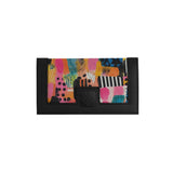 Black Sleek Elegance Fold Wallet in Whimsical Patchwork Delight - 2