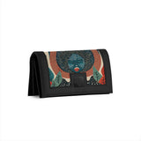 Black Sleek Elegance Fold Wallet with Ethereal Lunar Portrait - 1