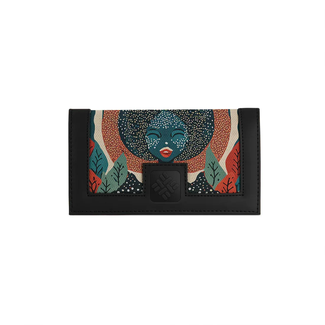 Black Sleek Elegance Fold Wallet with Ethereal Lunar Portrait - 2